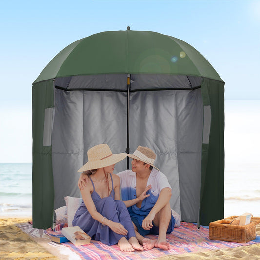 Outsunny Beach Parasol Umbrella Shelter in Green - 2m - ALL4U RETAILER LTD