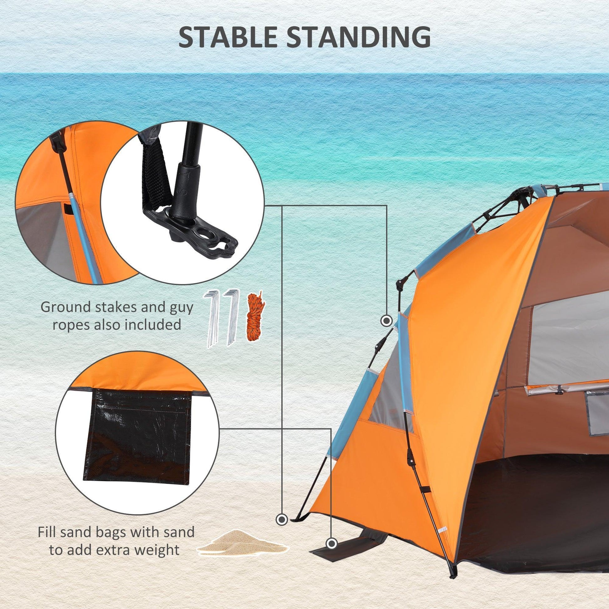 Outsunny Beach Tent: Portable Sun Shelter with Extended Porch - ALL4U RETAILER LTD
