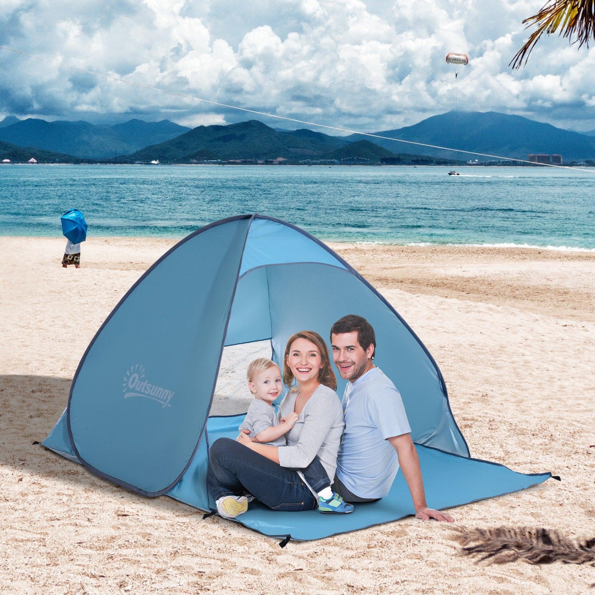 Outsunny Beach Tent, UV-Protected Patio Shelter - ALL4U RETAILER LTD