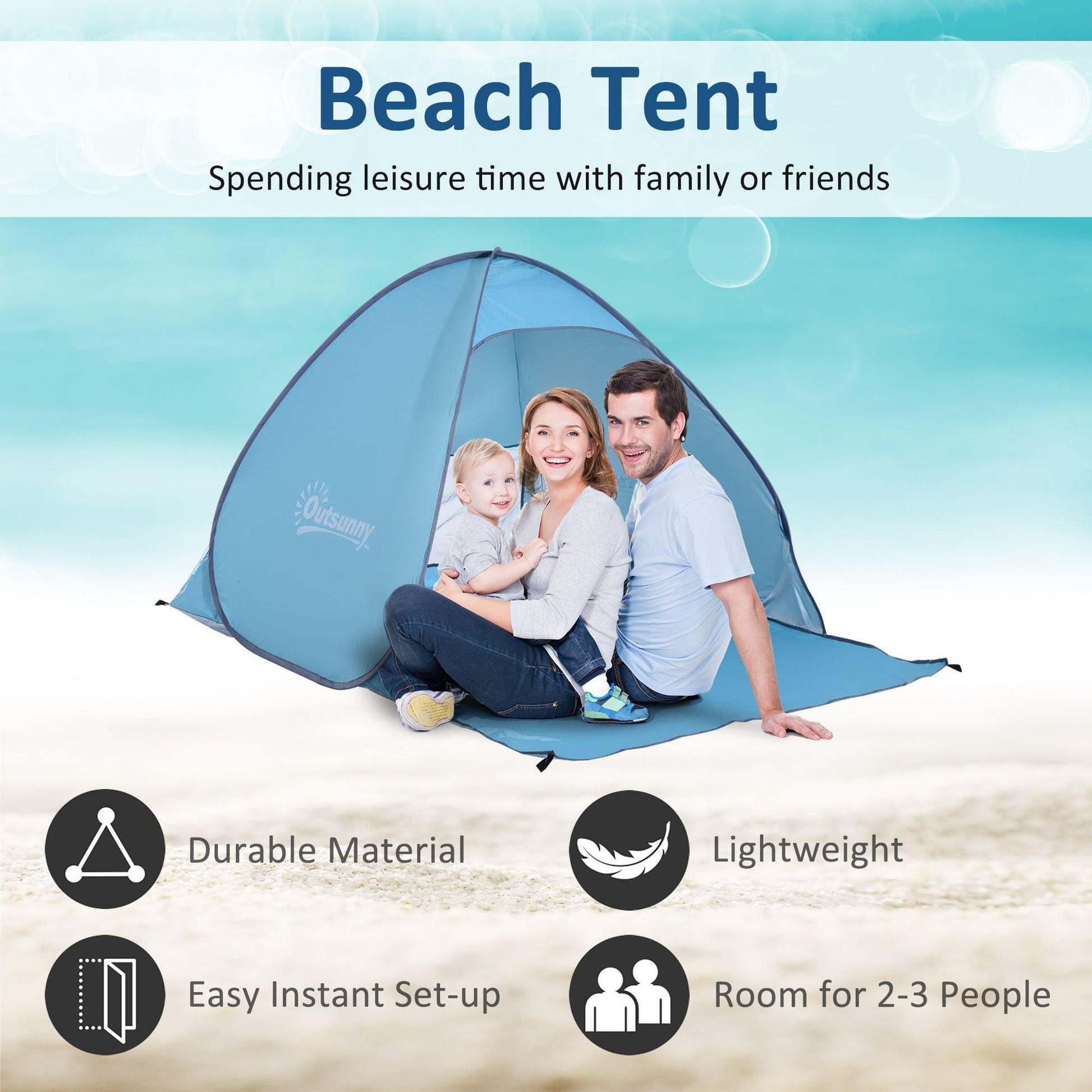 Outsunny Beach Tent, UV-Protected Patio Shelter - ALL4U RETAILER LTD