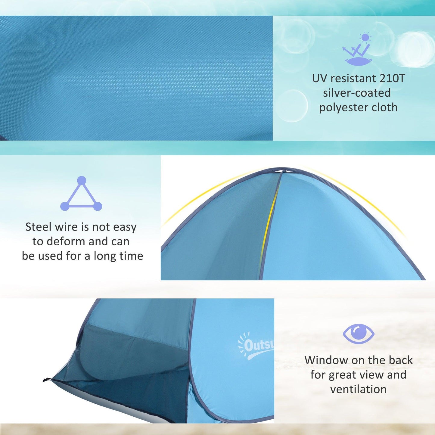 Outsunny Beach Tent, UV-Protected Patio Shelter - ALL4U RETAILER LTD