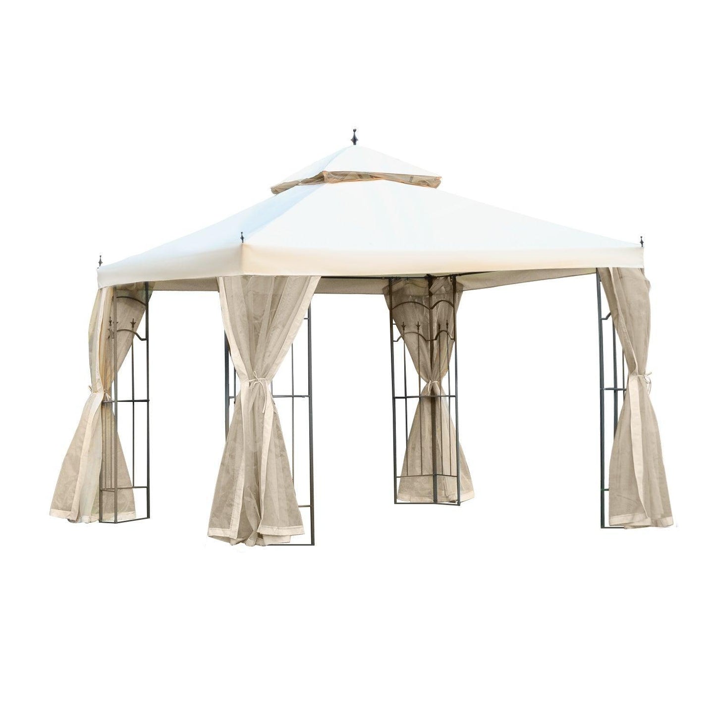 Outsunny Beige Gazebo: Double Top Patio Tent - ALL4U RETAILER LTD