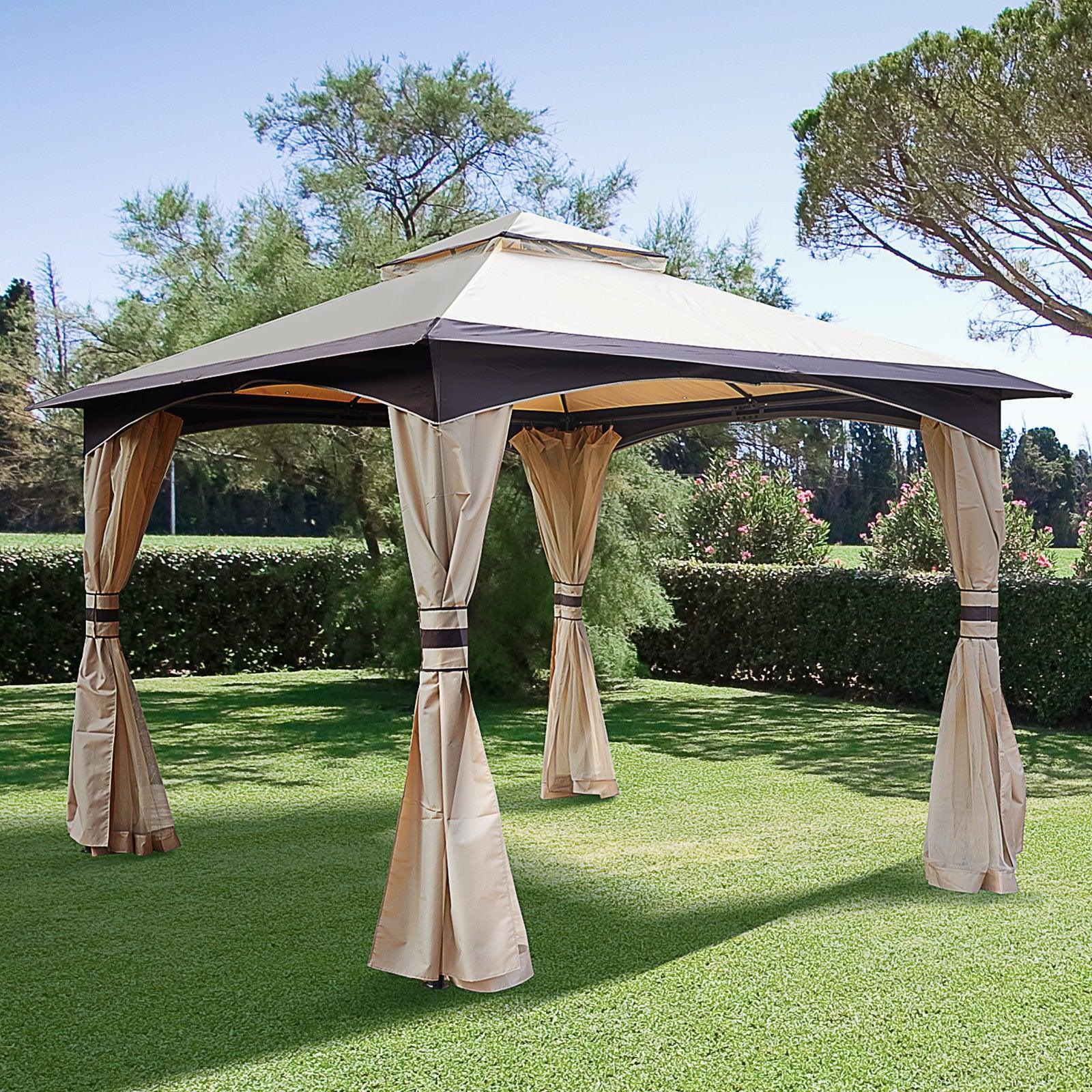 Outsunny Beige Gazebo with Vented Roof - 3.2m x 3.2m - ALL4U RETAILER LTD