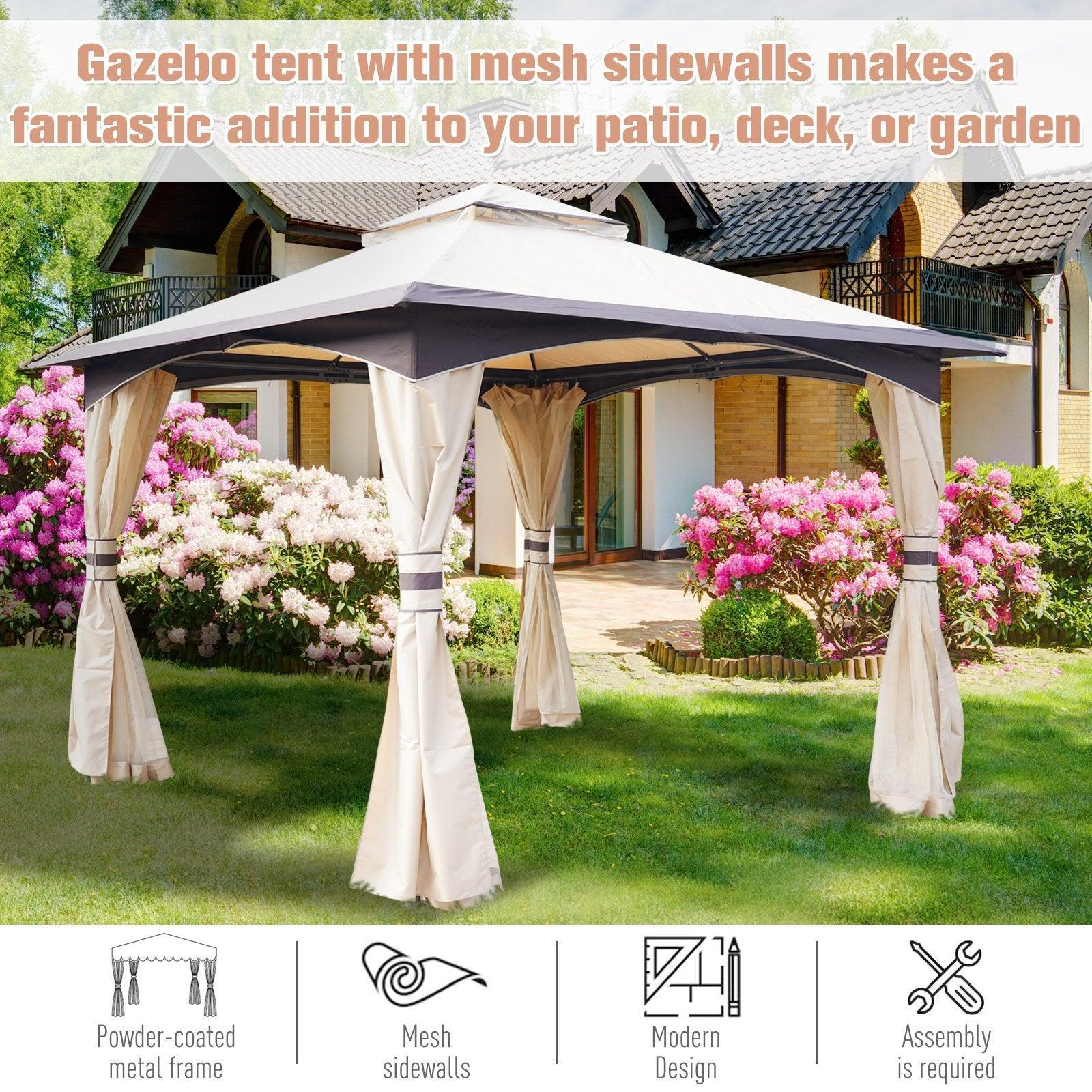 Outsunny Beige Gazebo with Vented Roof - 3.2m x 3.2m - ALL4U RETAILER LTD