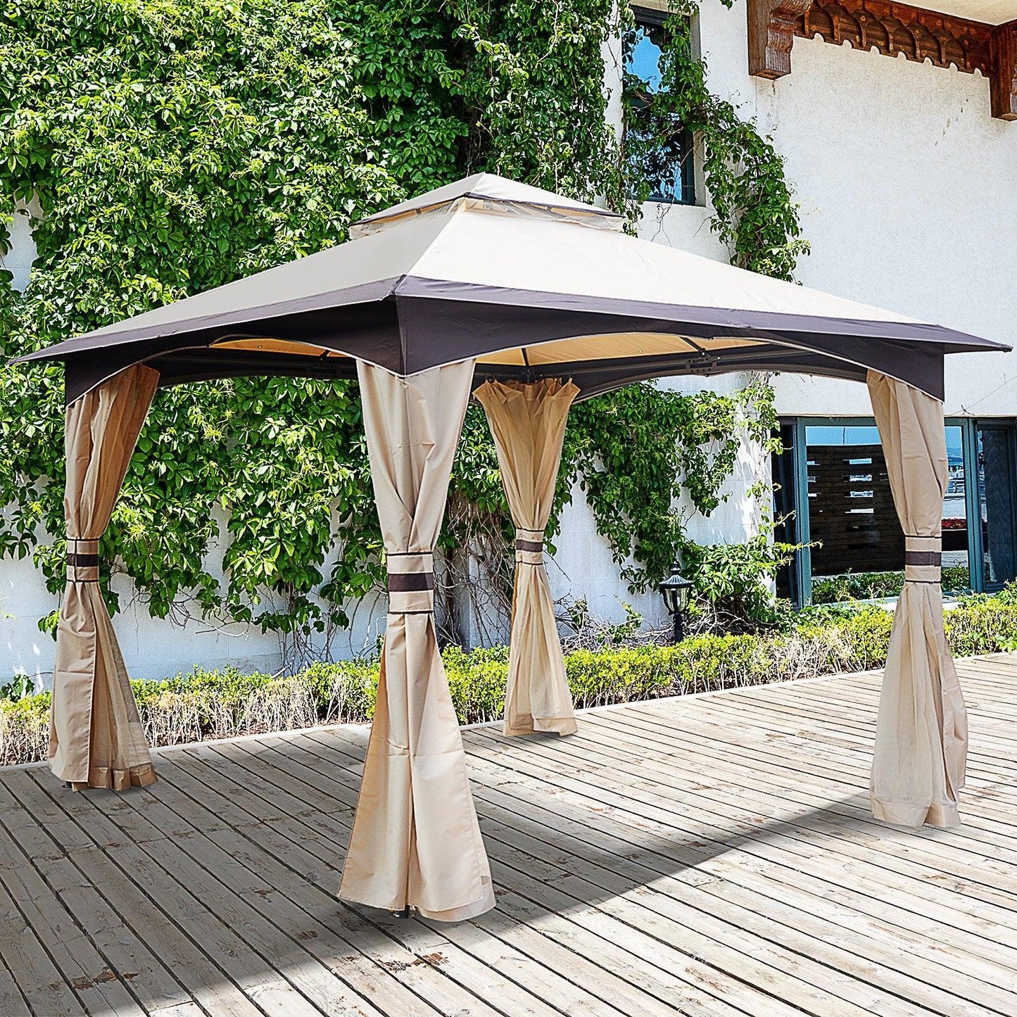 Outsunny Beige Gazebo with Vented Roof - 3.2m x 3.2m - ALL4U RETAILER LTD