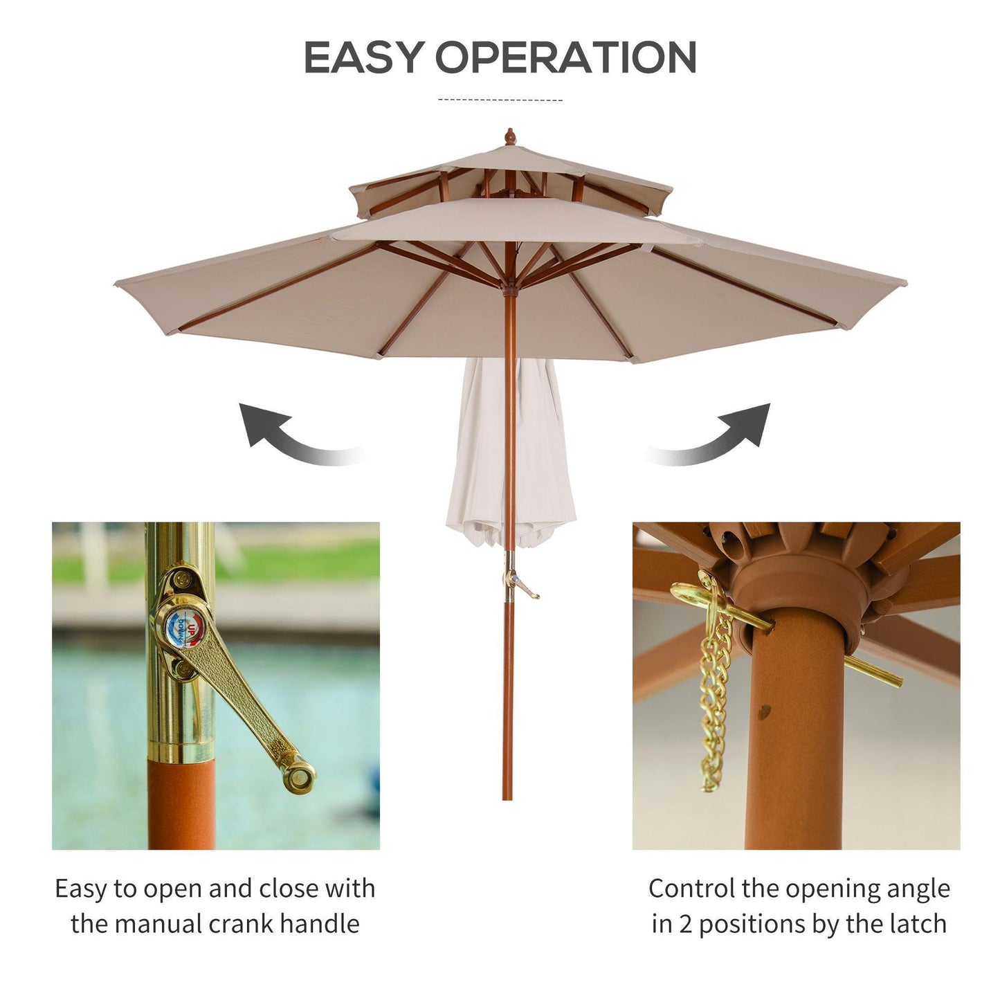 Outsunny Beige Patio Umbrella - Elegant Shade Solution - ALL4U RETAILER LTD