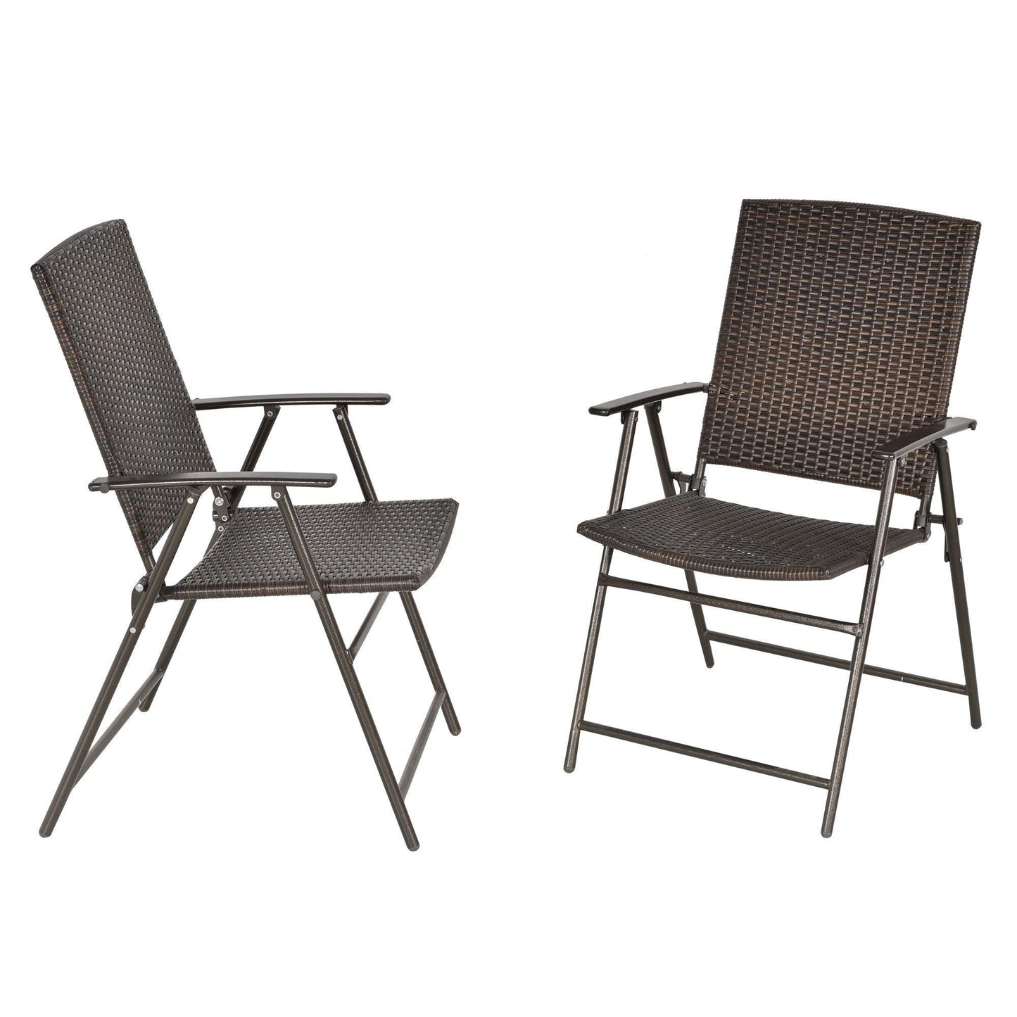 Outsunny Bistro Set: Folding Rattan Chairs (2) w/ Armrests - ALL4U RETAILER LTD