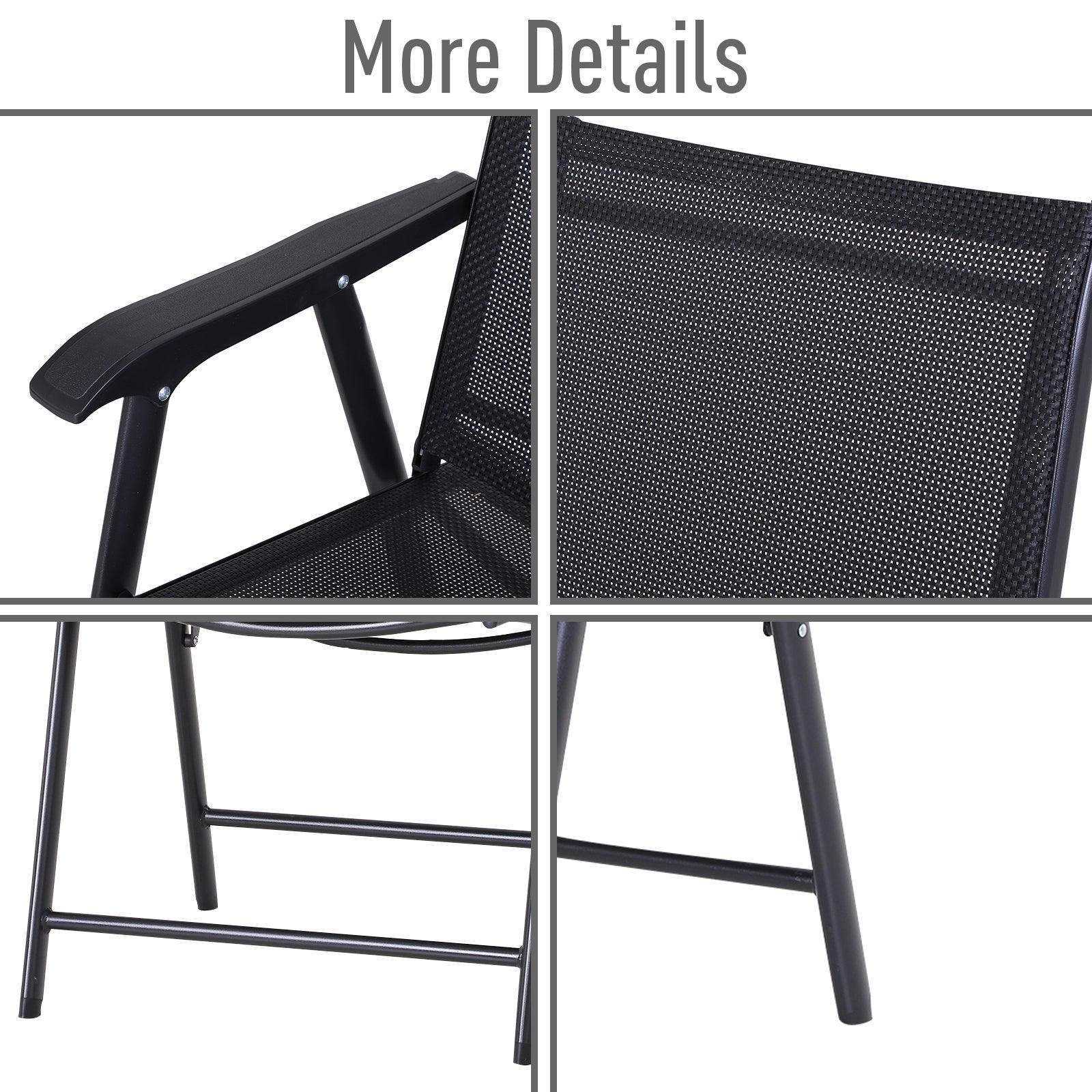 Outsunny Black Metal Garden Chairs - Set of 2 - ALL4U RETAILER LTD