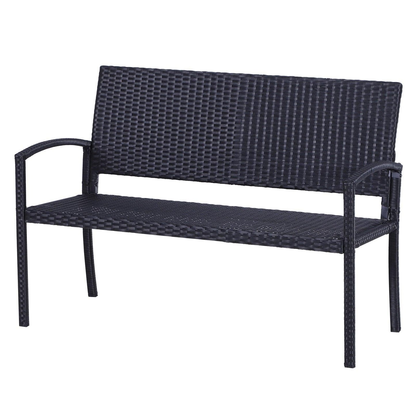 Outsunny Black Rattan 2-Seater Loveseat - ALL4U RETAILER LTD