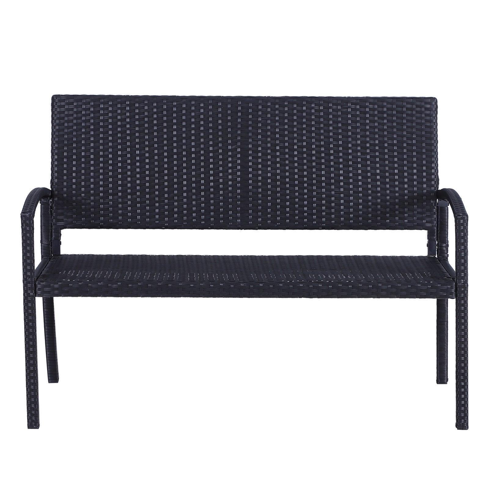 Outsunny Black Rattan 2-Seater Loveseat - ALL4U RETAILER LTD