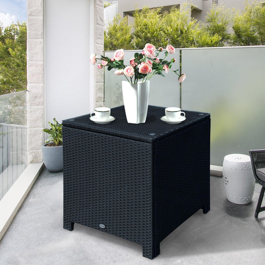 Outsunny Black Rattan Side Table - ALL4U RETAILER LTD