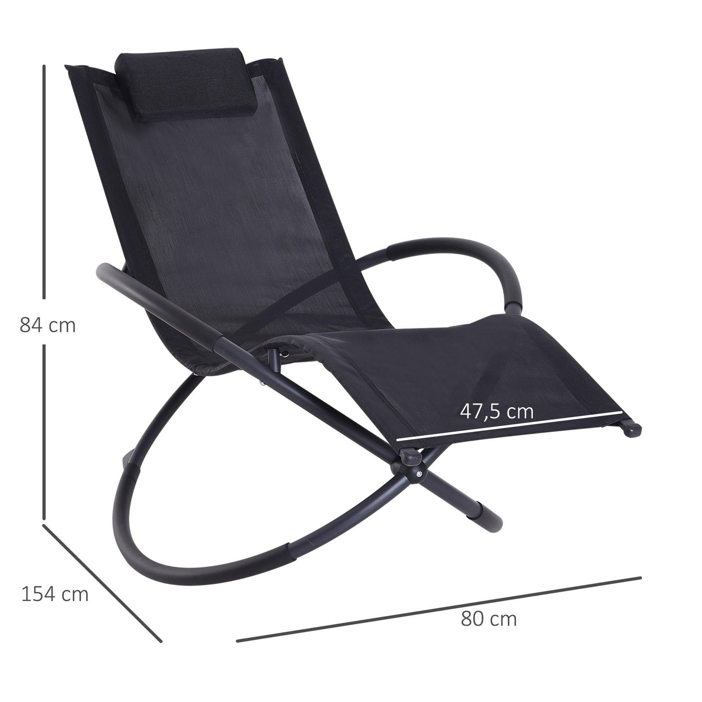 Outsunny Black Rocking Chair: Zero Gravity Foldable Lounger - ALL4U RETAILER LTD