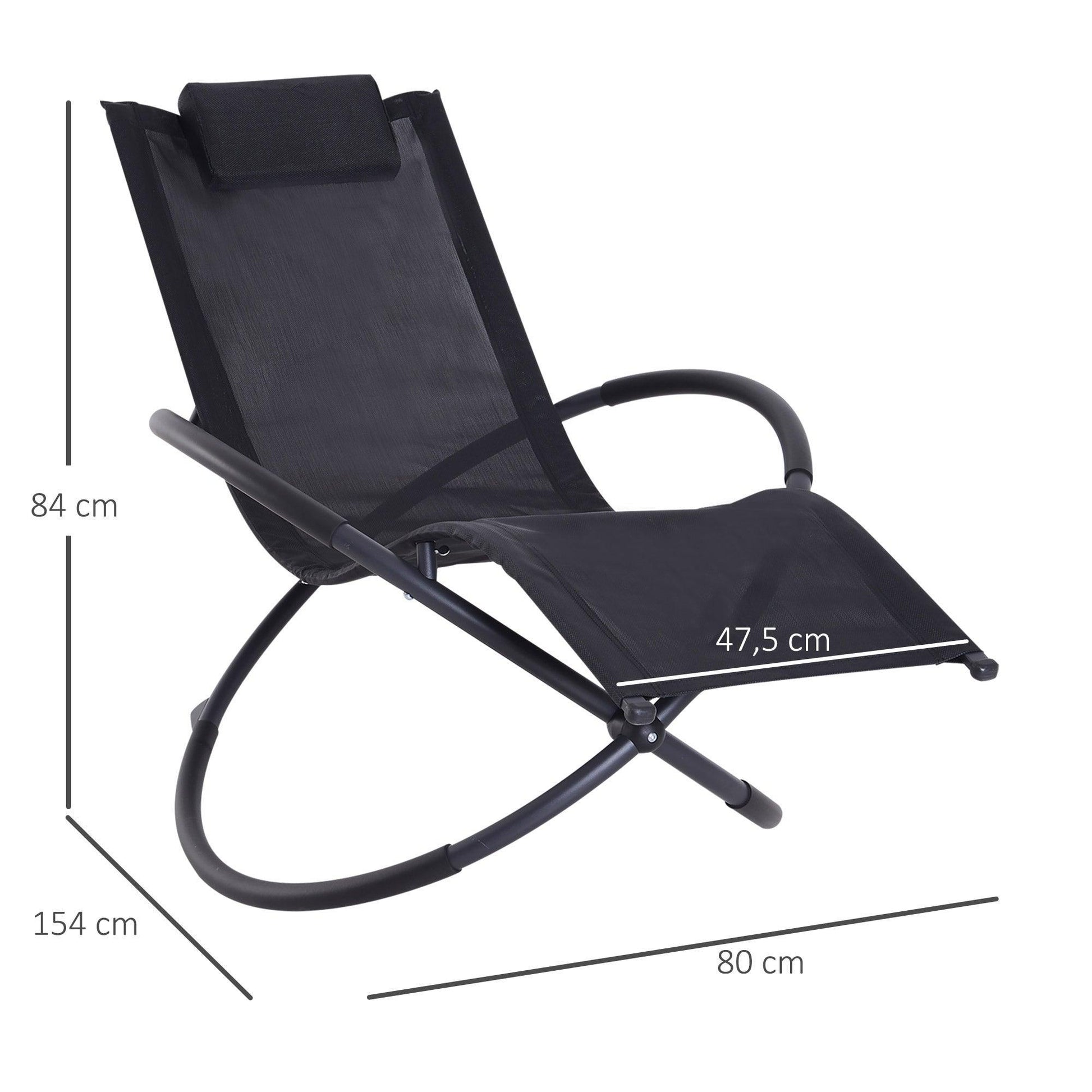 Outsunny Black Rocking Chair: Zero Gravity Foldable Lounger - ALL4U RETAILER LTD