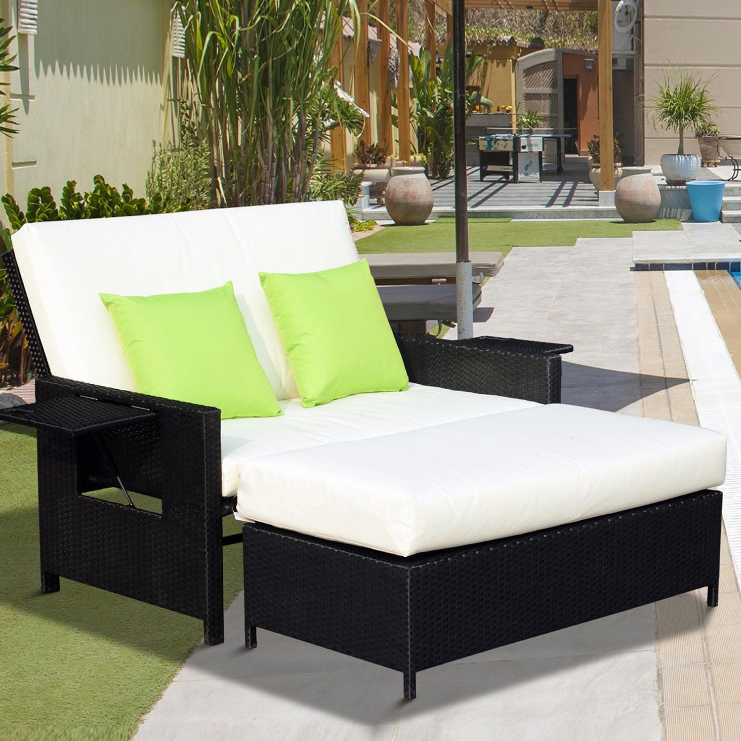 Outsunny Black Sofa Sun Lounger Daybed - ALL4U RETAILER LTD