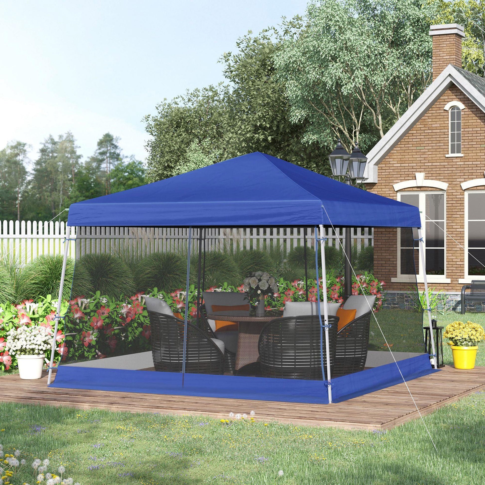 Outsunny Blue 3.6m Pop-up Gazebo with Mesh Walls - ALL4U RETAILER LTD