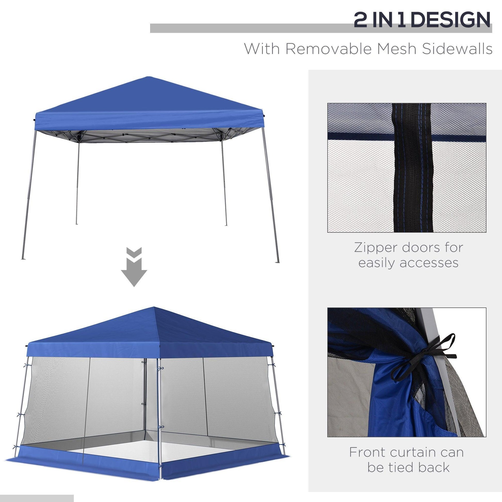 Outsunny Blue 3.6m Pop-up Gazebo with Mesh Walls - ALL4U RETAILER LTD