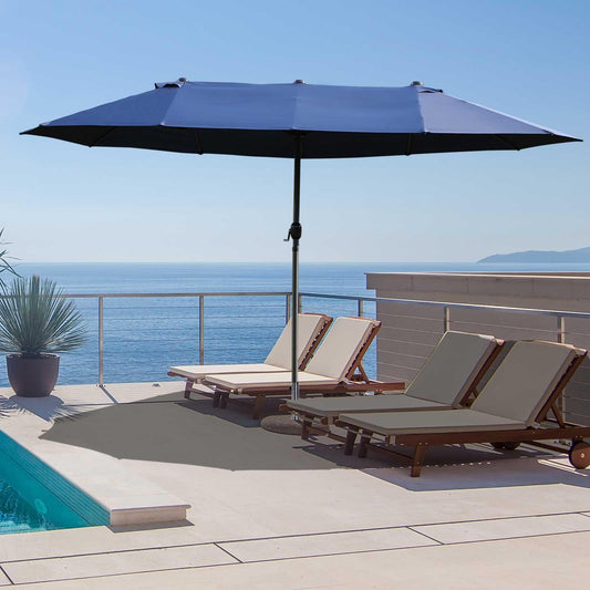 Outsunny Blue Outdoor Patio Umbrella - 4.6m Double-Sided Shade - ALL4U RETAILER LTD