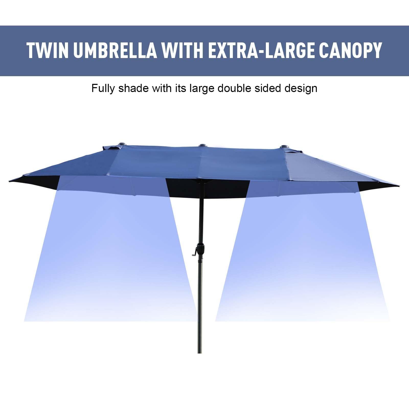 Outsunny Blue Outdoor Patio Umbrella - 4.6m Double-Sided Shade - ALL4U RETAILER LTD