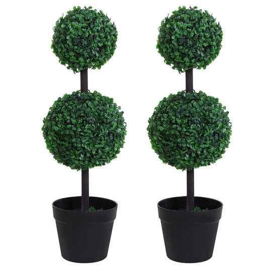 Outsunny Boxwood Topiary Tree Duo - 67cm - ALL4U RETAILER LTD