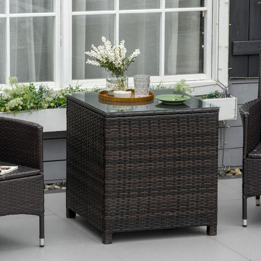 Outsunny Brown Rattan Side Table - ALL4U RETAILER LTD