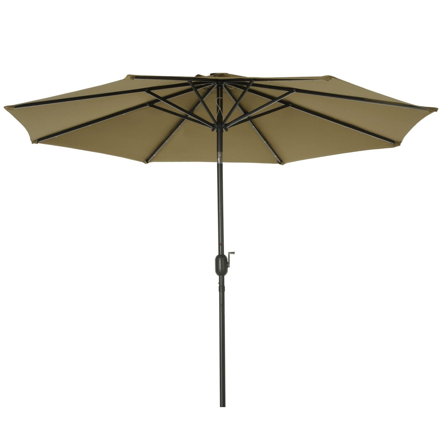 Outsunny Brown Solar Parasol Umbrella with 24 LEDs - ALL4U RETAILER LTD