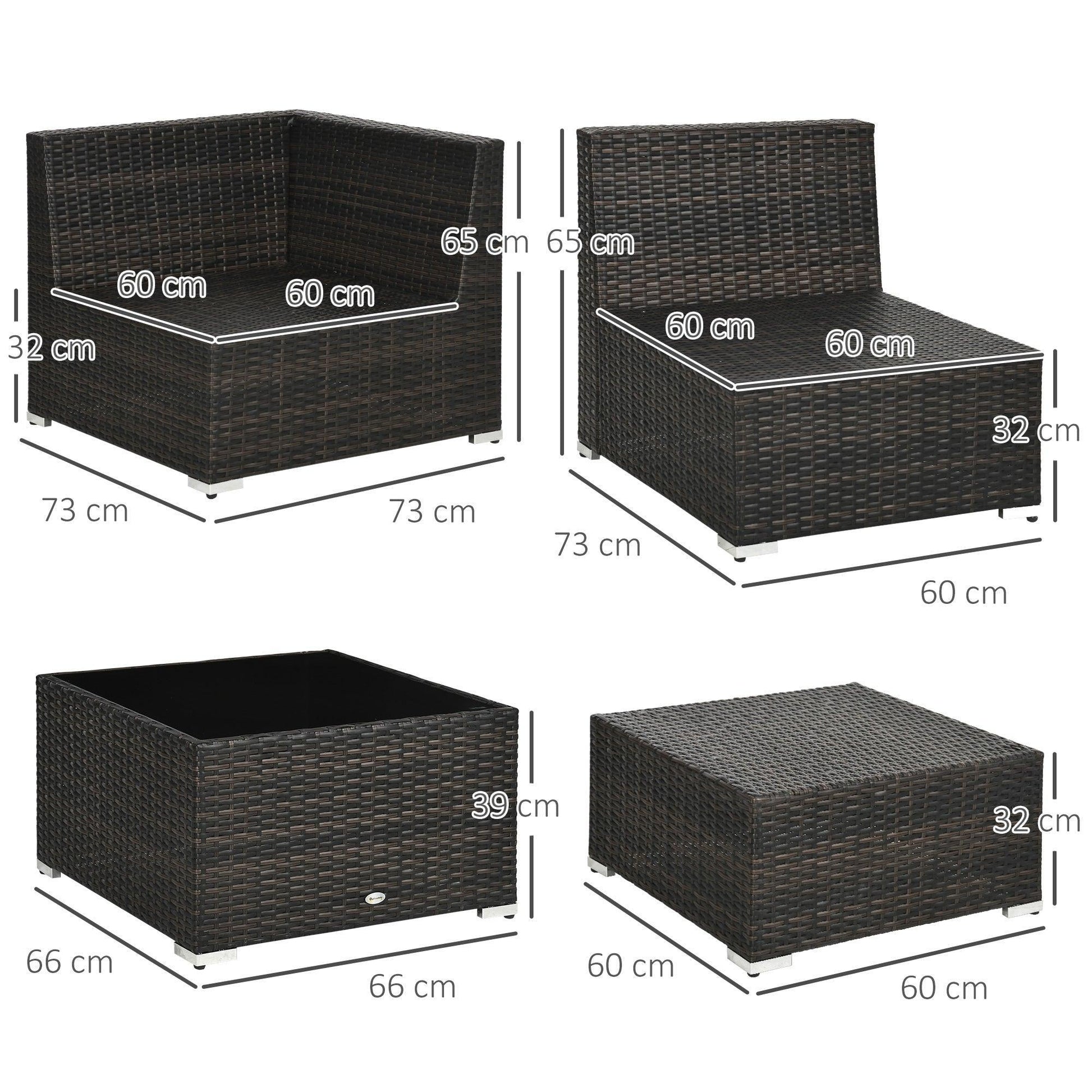 Outsunny Brown Wicker Sofa Set: 7-Seater Outdoor Furniture - ALL4U RETAILER LTD