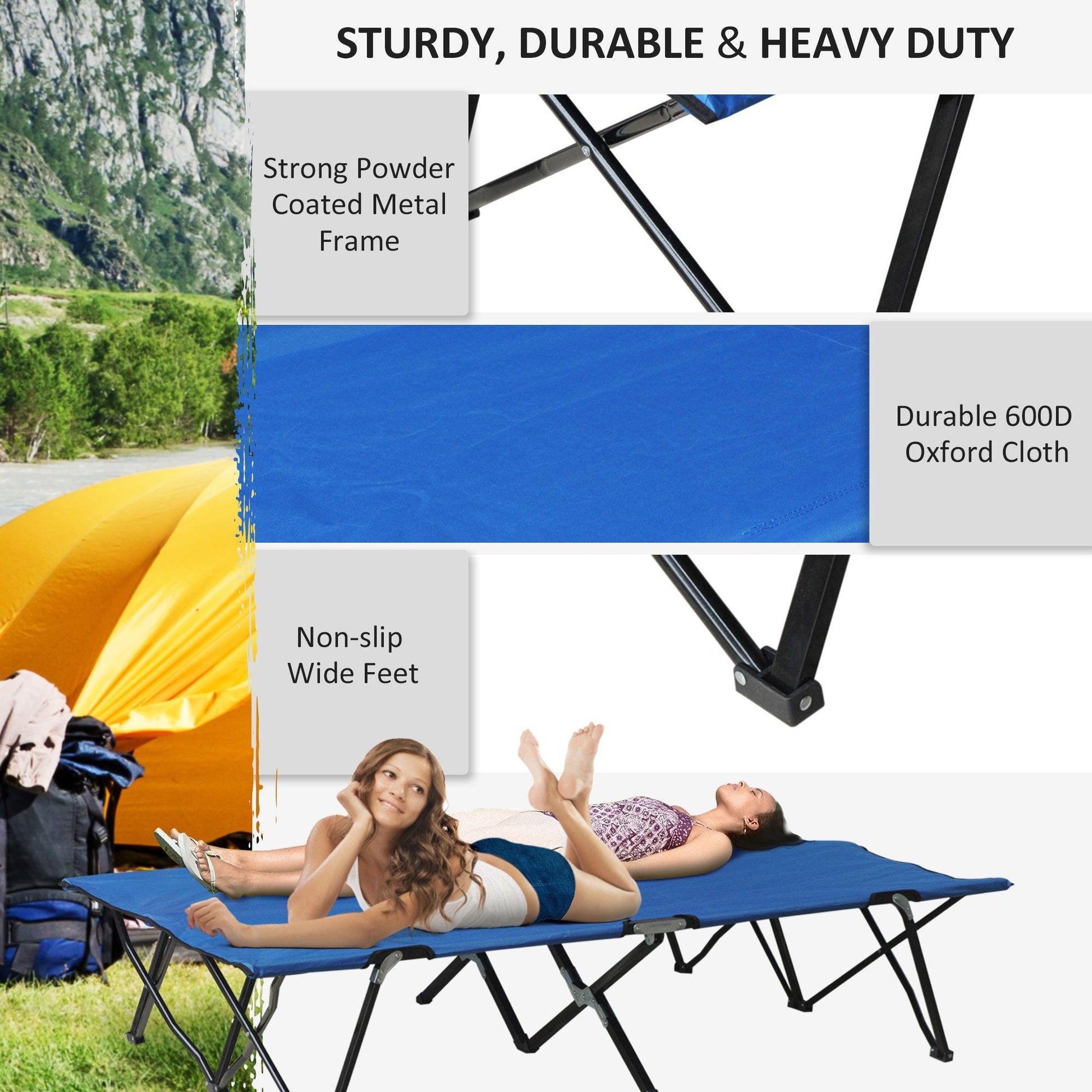 Outsunny Camping Cot: Foldable Sunbed, Super Light (Blue) - ALL4U RETAILER LTD