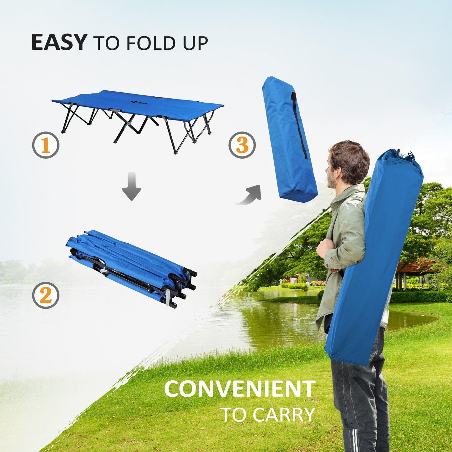 Outsunny Camping Cot: Foldable Sunbed, Super Light (Blue) - ALL4U RETAILER LTD