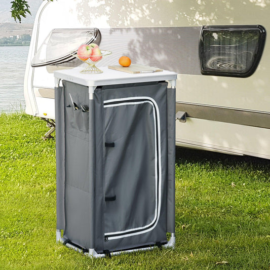 Outsunny Camping Cupboard: Compact Storage for BBQ & Picnics - ALL4U RETAILER LTD