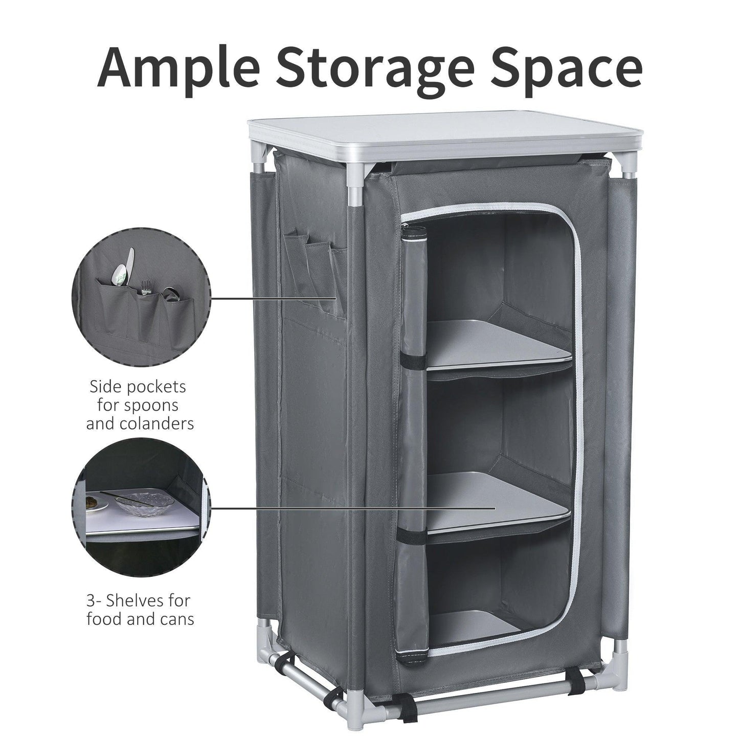 Outsunny Camping Cupboard: Compact Storage for BBQ & Picnics - ALL4U RETAILER LTD