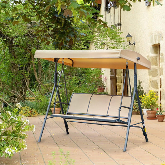 Outsunny Canopy Swing Chair - Beige - ALL4U RETAILER LTD