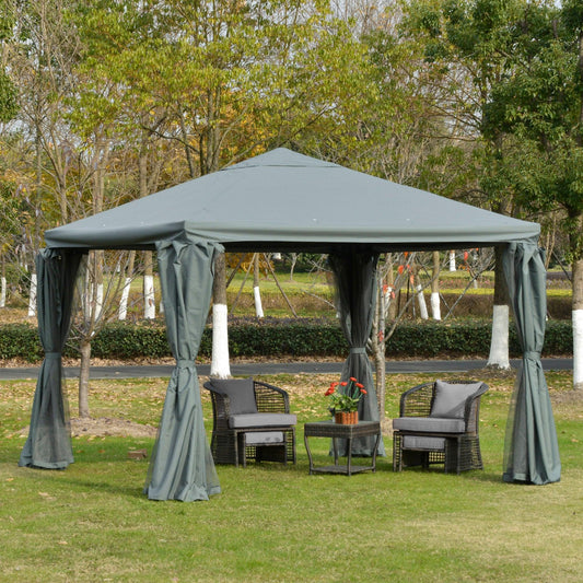 Outsunny Canopy Tent with Curtains - 3m Grey - ALL4U RETAILER LTD