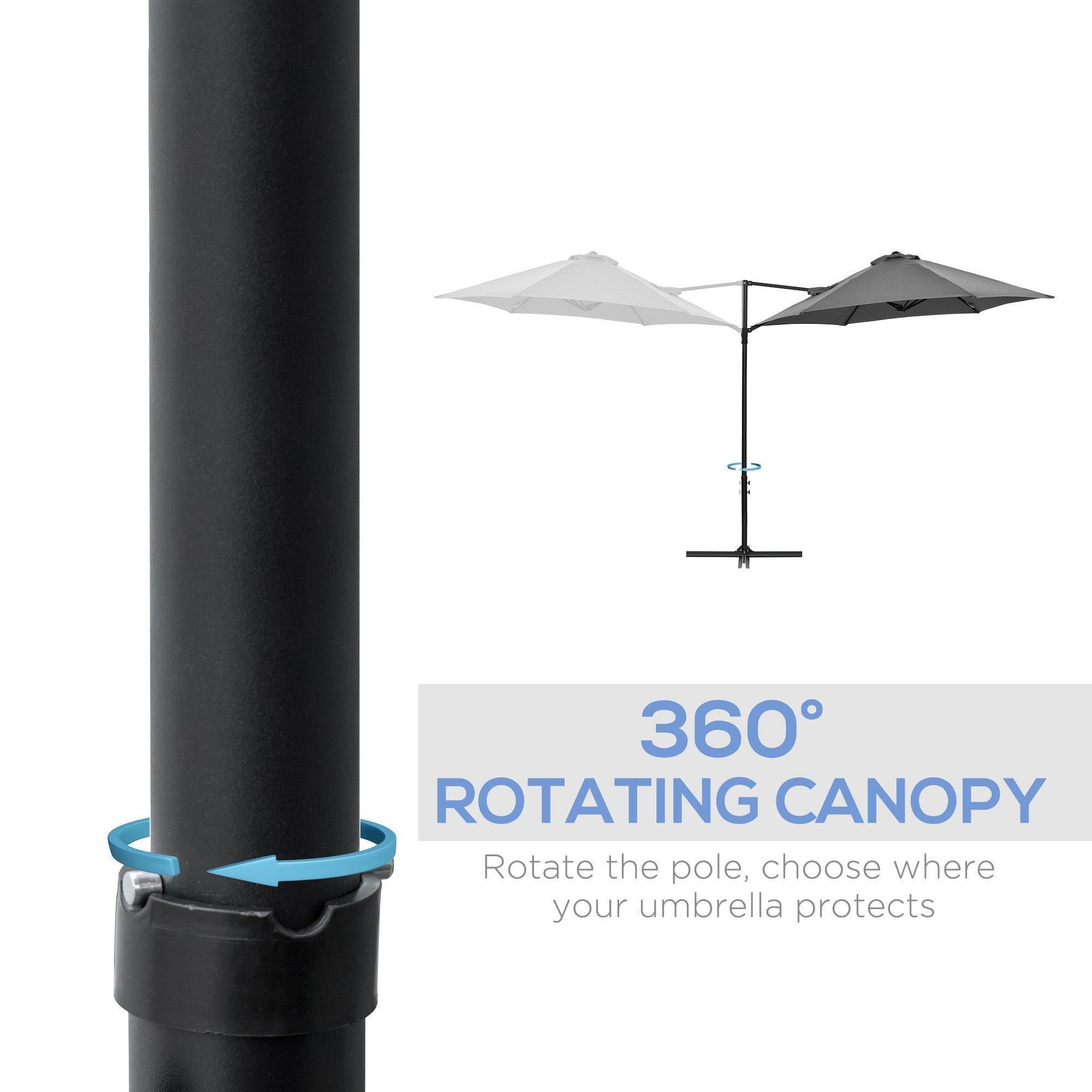 Outsunny Cantilever Patio Umbrella with 360° Rotation - Green - ALL4U RETAILER LTD