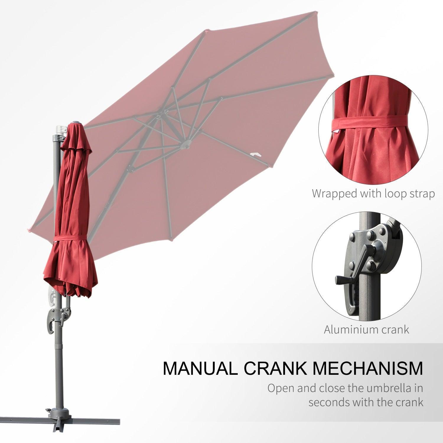 Outsunny Rotating Sun Umbrella: Wine Red for Stylish Shade - ALL4U RETAILER LTD