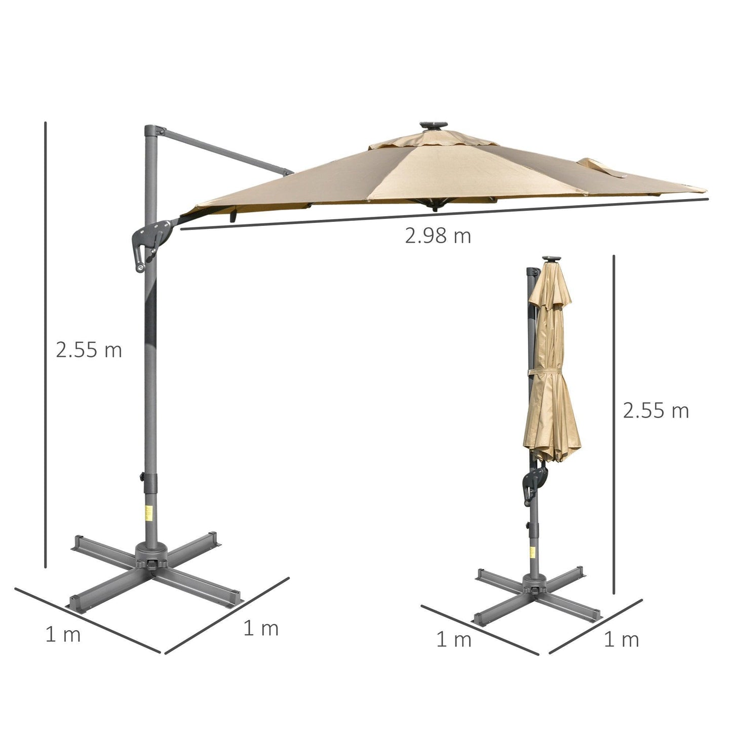 Outsunny Cantilever Sun Umbrella - Adjustable - ALL4U RETAILER LTD