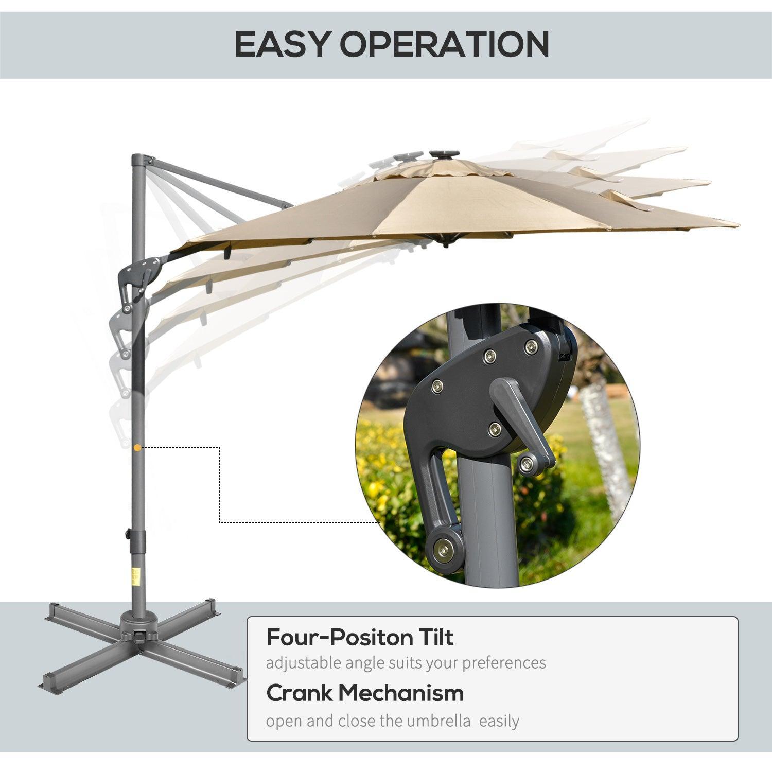 Outsunny Cantilever Sun Umbrella - Adjustable - ALL4U RETAILER LTD