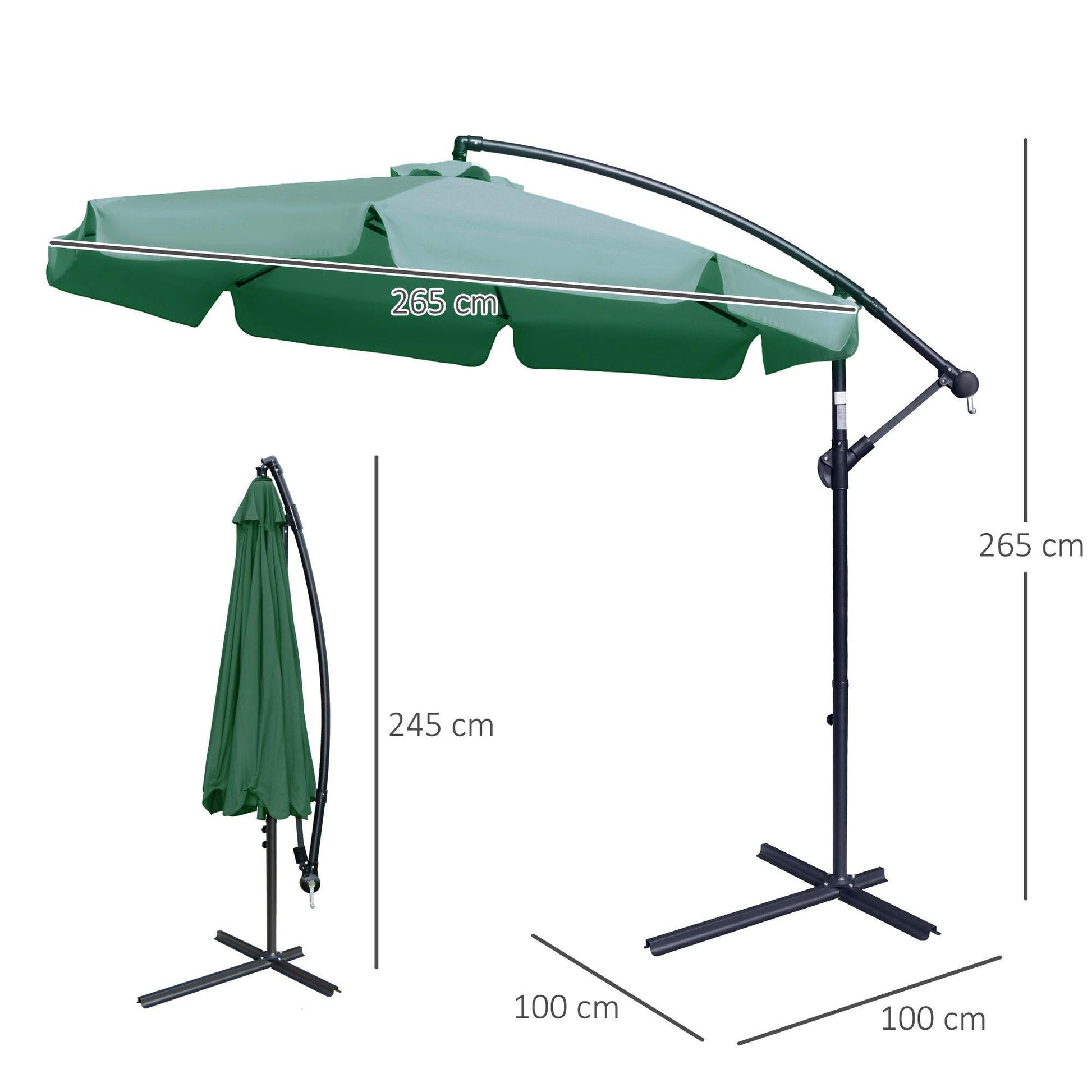 Outsunny Cantilever Umbrella: Crank Handle, Cross Base - ALL4U RETAILER LTD