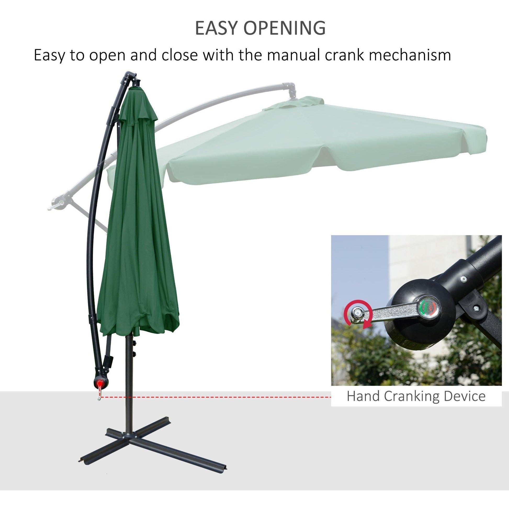 Outsunny Cantilever Umbrella: Crank Handle, Cross Base - ALL4U RETAILER LTD