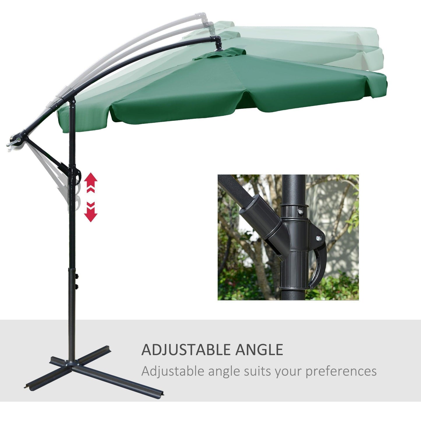 Outsunny Cantilever Umbrella: Crank Handle, Cross Base - ALL4U RETAILER LTD