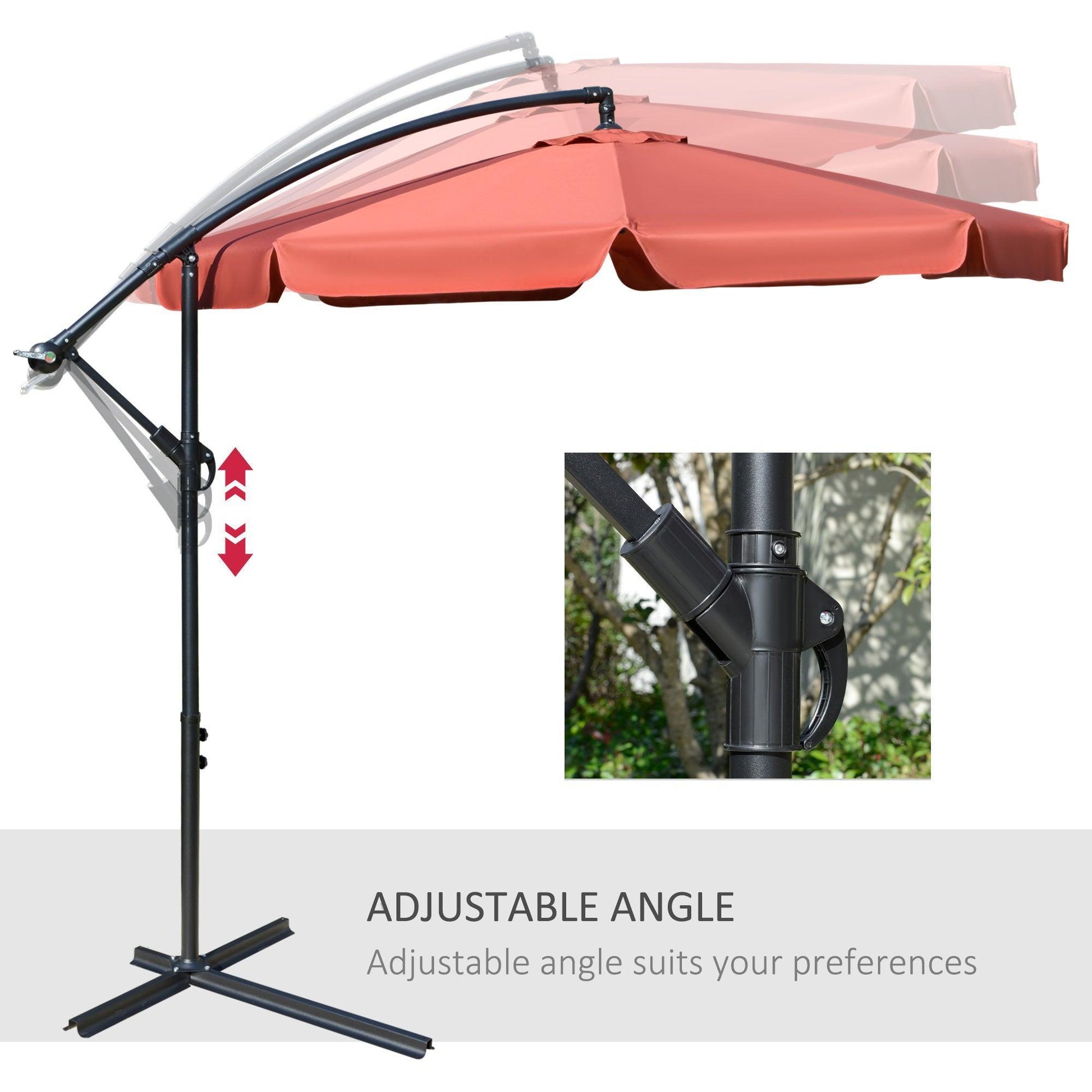 Outsunny Cantilever Umbrella, Wine Red - ALL4U RETAILER LTD