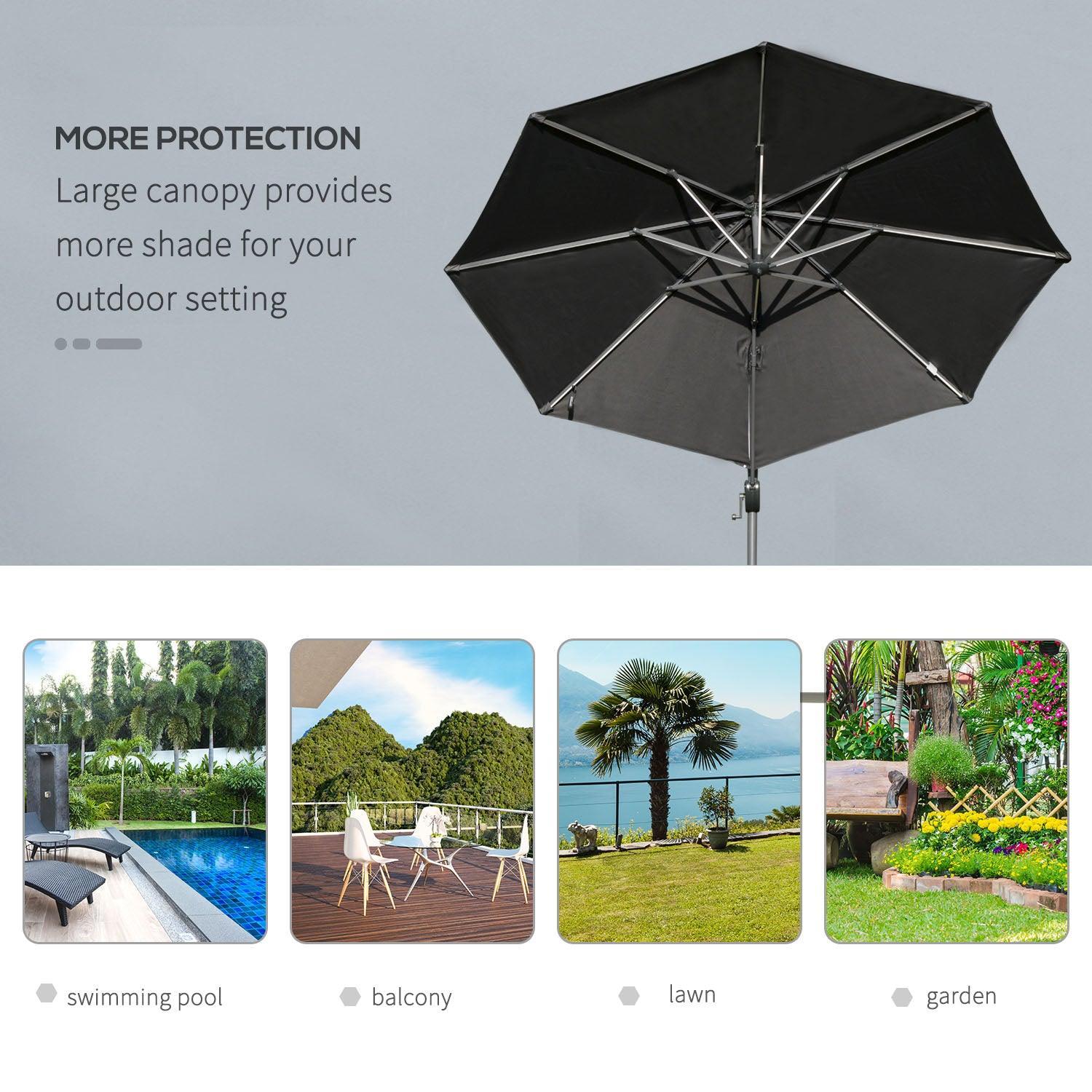 Outsunny Cantilever Umbrella with LED Solar Light - ALL4U RETAILER LTD