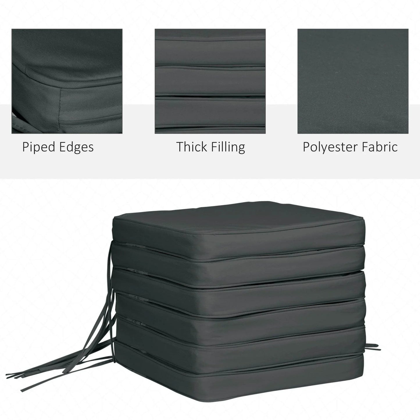 Outsunny Chair Cushion Set - Grey, 6 Pcs - ALL4U RETAILER LTD