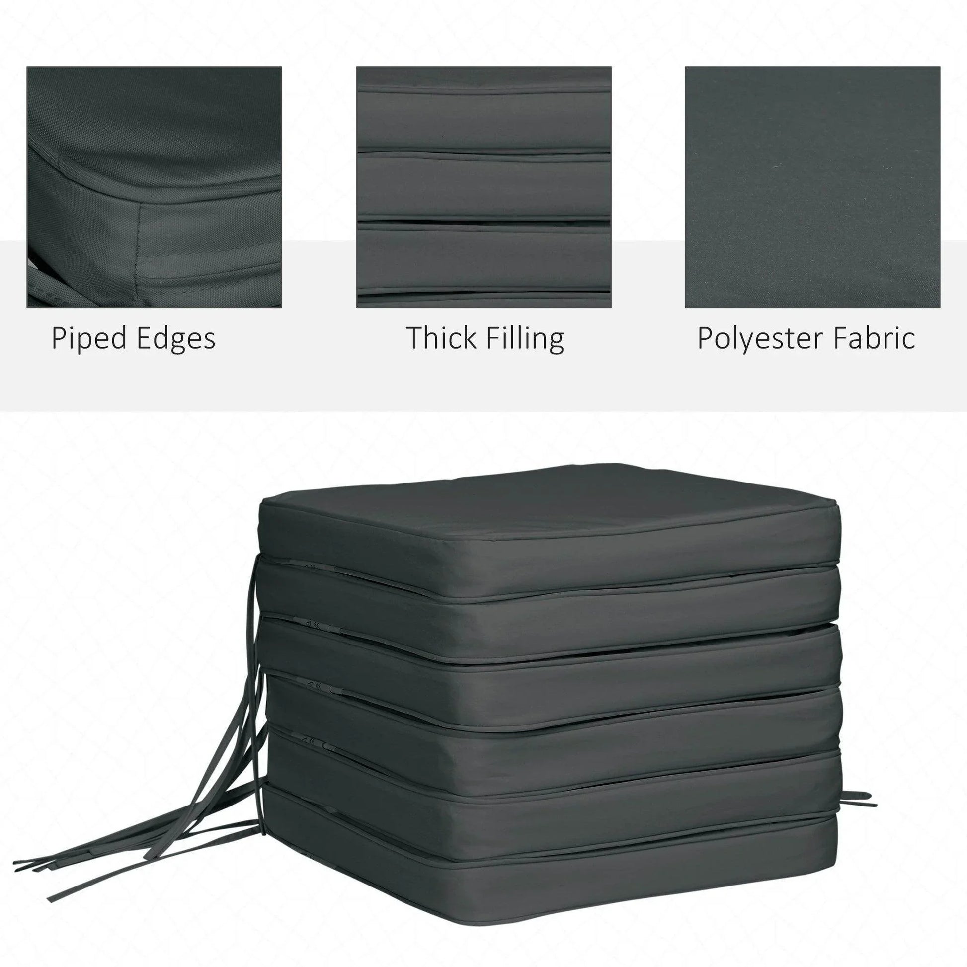 Outsunny Chair Cushion Set - Grey, 6 Pcs - ALL4U RETAILER LTD
