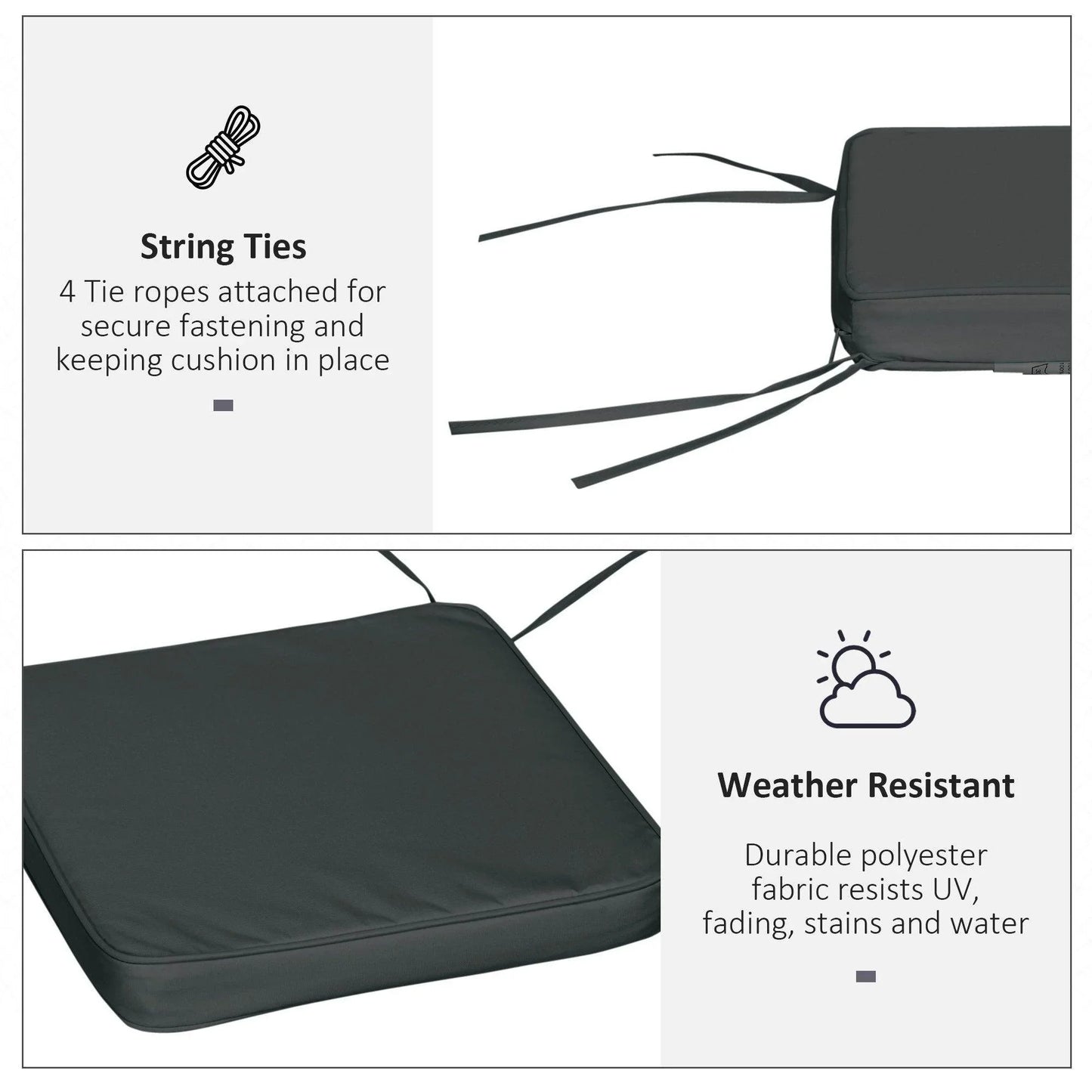 Outsunny Chair Cushion Set - Grey, 6 Pcs - ALL4U RETAILER LTD