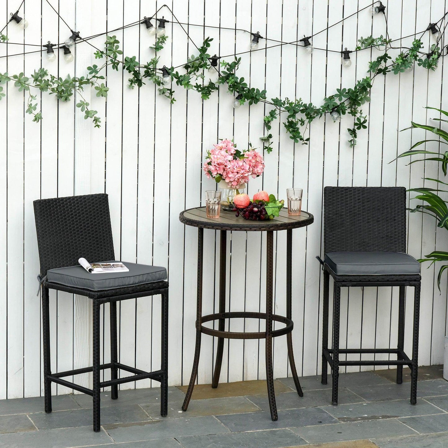 Outsunny Chair Cushions, 45x45cm, Dark Grey - ALL4U RETAILER LTD