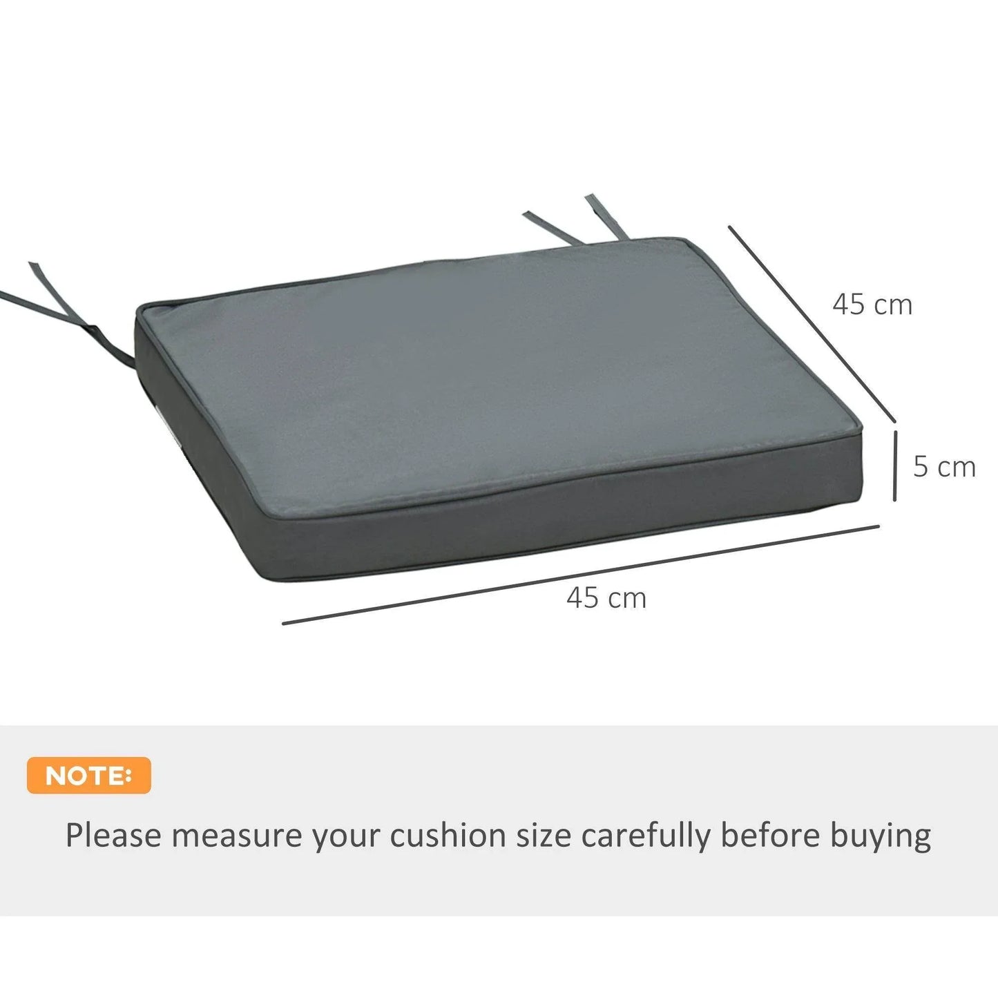 Outsunny Chair Cushions, 45x45cm, Dark Grey - ALL4U RETAILER LTD