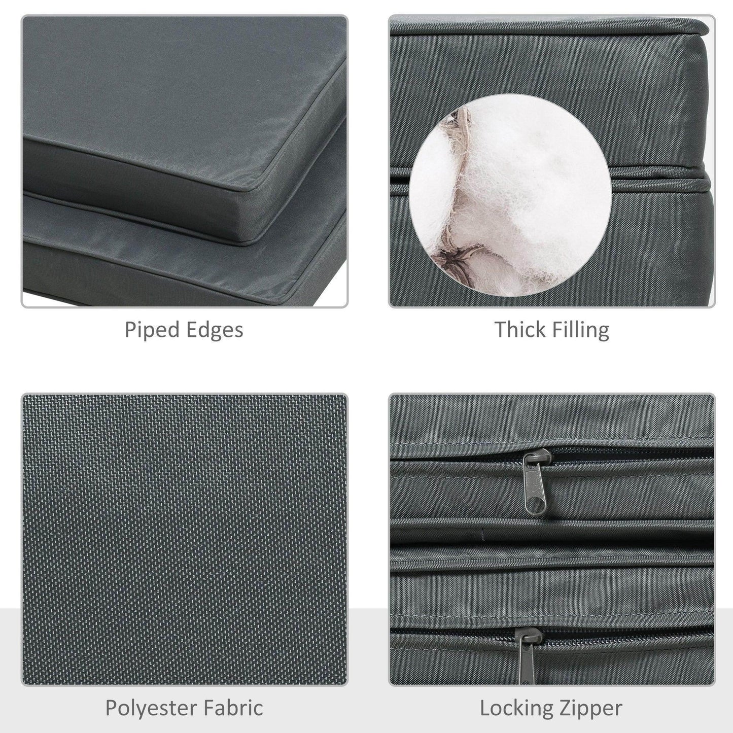 Outsunny Chair Cushions, 45x45cm, Dark Grey - ALL4U RETAILER LTD