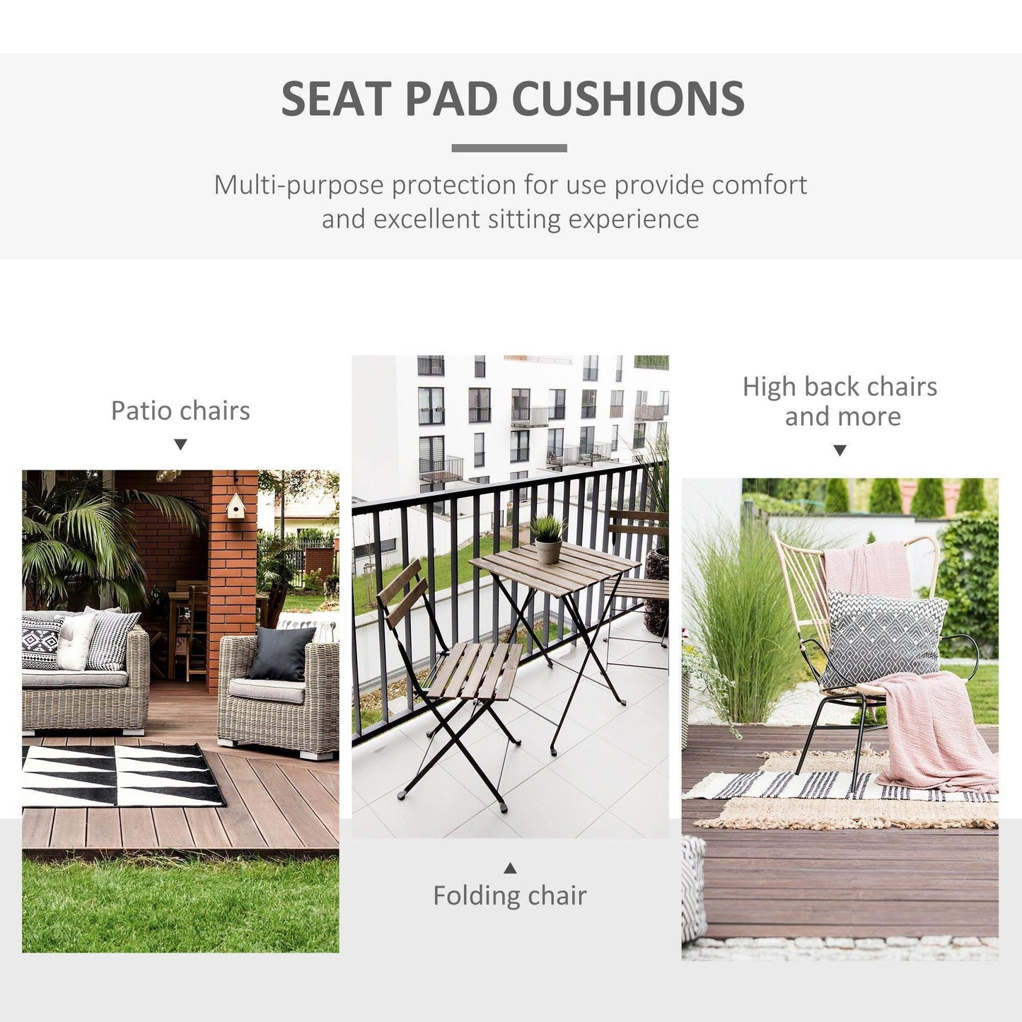 Outsunny Chair Cushions, 45x45cm, Dark Grey - ALL4U RETAILER LTD
