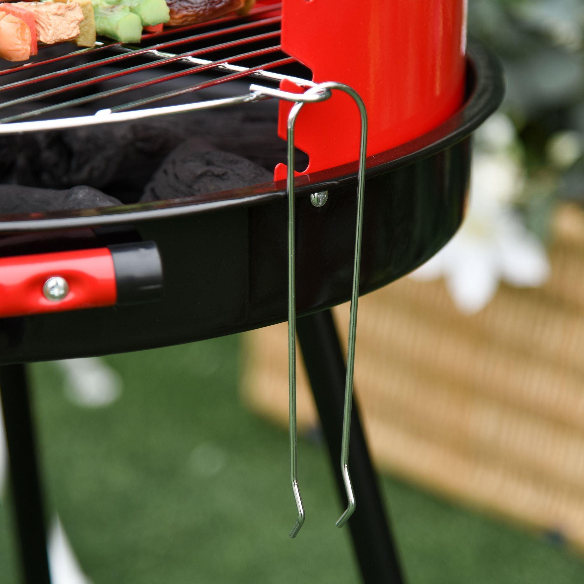 Outsunny Red Charcoal BBQ Grill with Adjustable Height ALL4U RETAILER LTD