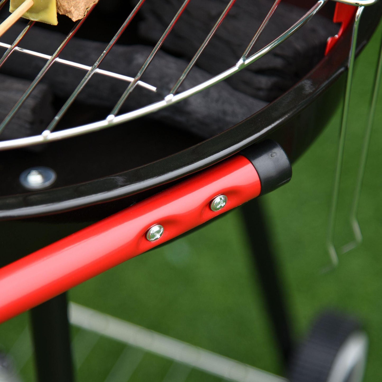 Outsunny Charcoal Barbecue with Adjustable Grill Pan Height in Red - ALL4U RETAILER LTD